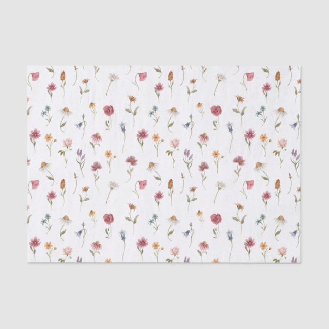 Watercolor Spring Wildflower Patter Tissue Paper (Front)