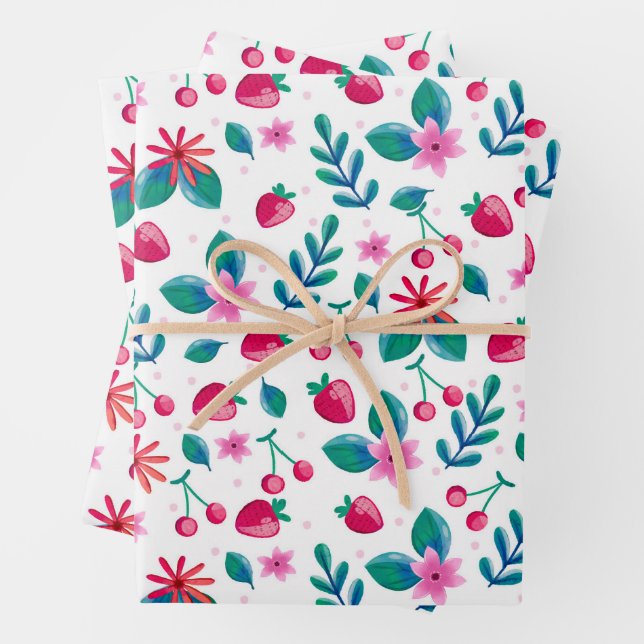 Watercolor Spring Wildflower Pattern  Wrapping Paper Sheet (In situ)