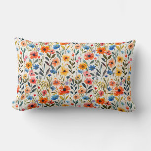 Watercolor Spring Wildflowers Background-99033 Lumbar Cushion