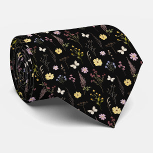 Watercolor Spring Wildflowers Pattern Tie