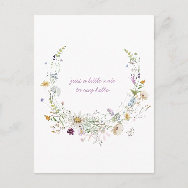 Watercolor Spring Wildflowers Thinking of You Postcard (Front)