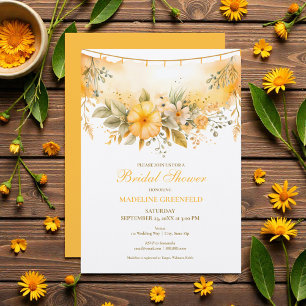 Watercolor Spring Yellow Floral Bridal Shower Invitation