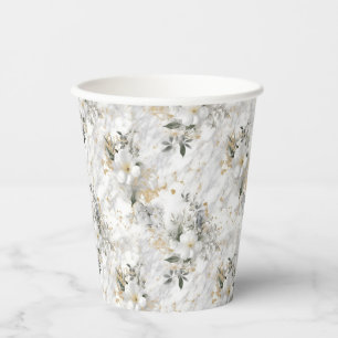 Watercolor springflowers on marible Bridal Shower Paper Cups