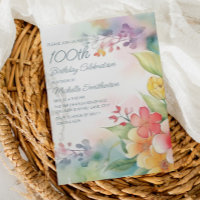 Watercolor Springtime Flowers 100th Birthday