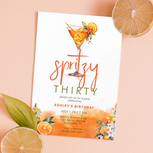 Watercolor Spritz Orange Flowers Birthday Invitation (Creator Uploaded)