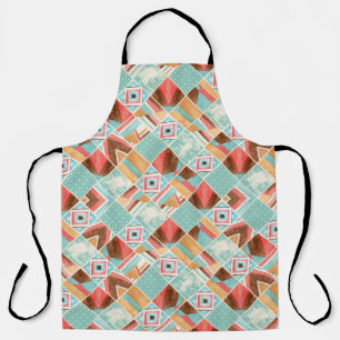 Watercolor square, patchwork geometric background. apron