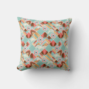 Watercolor square, patchwork geometric background. cushion