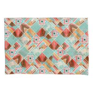 Watercolor square, patchwork geometric background. pillowcase