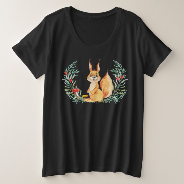 Watercolor Squirrel  Plus Size T-Shirt (Design Front)