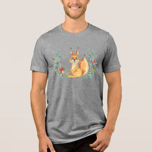 Watercolor Squirrel  Tri-Blend Shirt