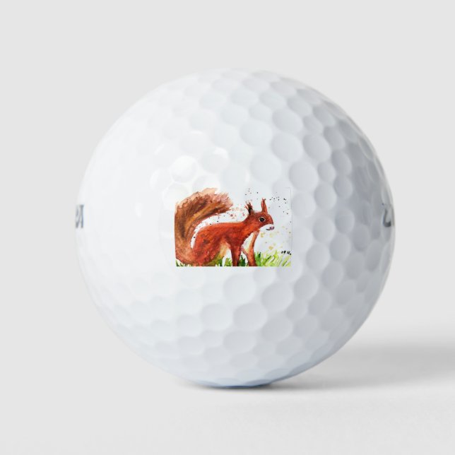 Watercolor squirrel woodland animals rustic forest golf balls (Front)