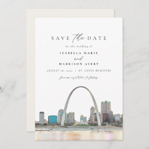 Watercolor St Louis Arch Wedding Save the Date Invitation