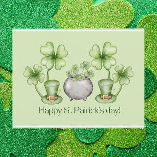 Watercolor St. Patrick’s Day with Shamrocks Postcard