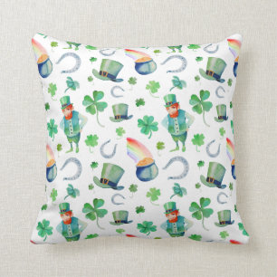 Watercolor St. Patrick's Day Pattern Cushion