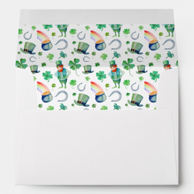 Watercolor St. Patrick's Day Pattern Envelope (Back (Bottom))