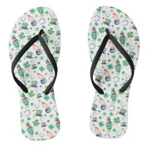 Watercolor St. Patrick's Day Pattern Jandals