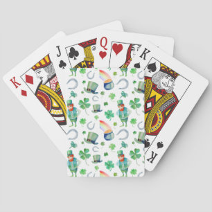 Watercolor St. Patrick's Day Pattern Playing Cards