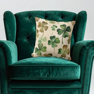 \Watercolor St Patricks Day Shamrock Cushion