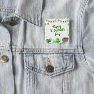 Watercolor St Patricks Party 15 Cm Square Badge