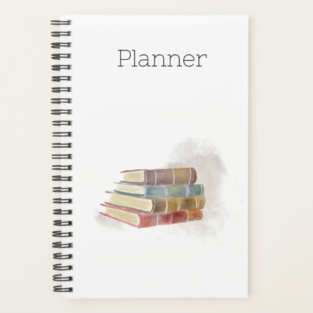Watercolor Stacked Books Planner (Front)