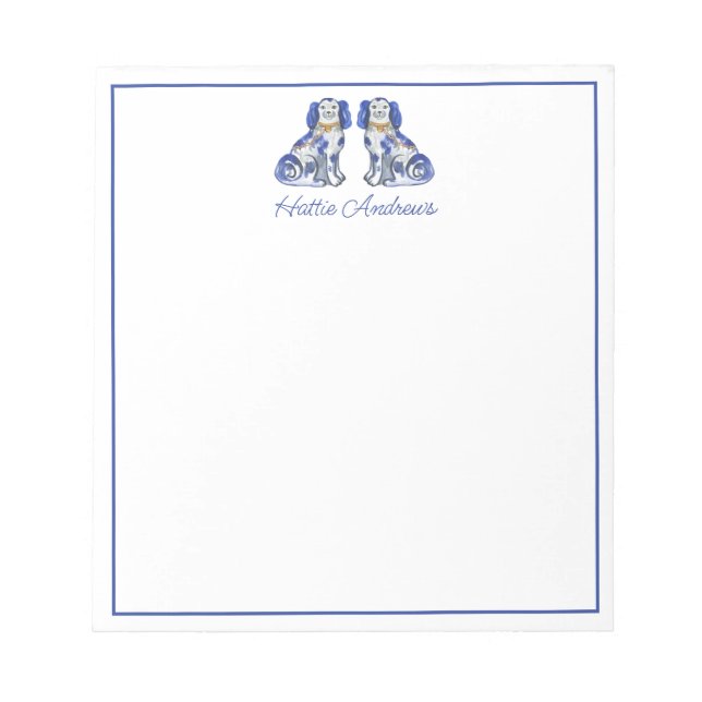 Watercolor Staffordshire Dogs Notepad (Front)