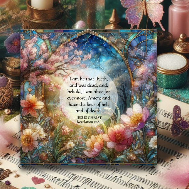 Watercolor Stained Glass Bible Verse Easter Holiday Card (Creator Uploaded)