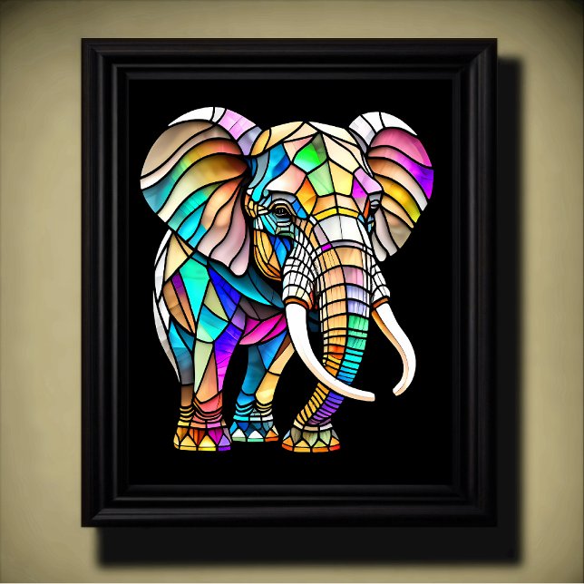 Watercolor Stained Glass Elephant 4:5 Poster (Creator Uploaded)