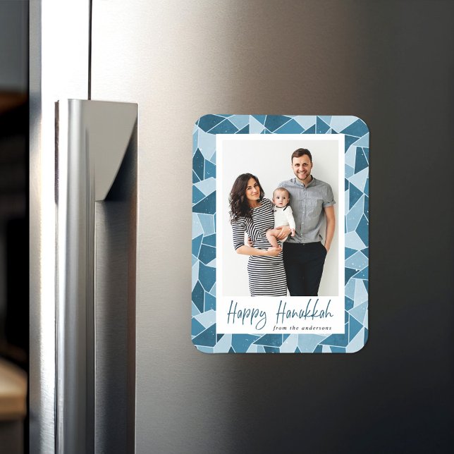 Watercolor Stained Glass Happy Hanukkah Photo Magnet (Creator Uploaded)