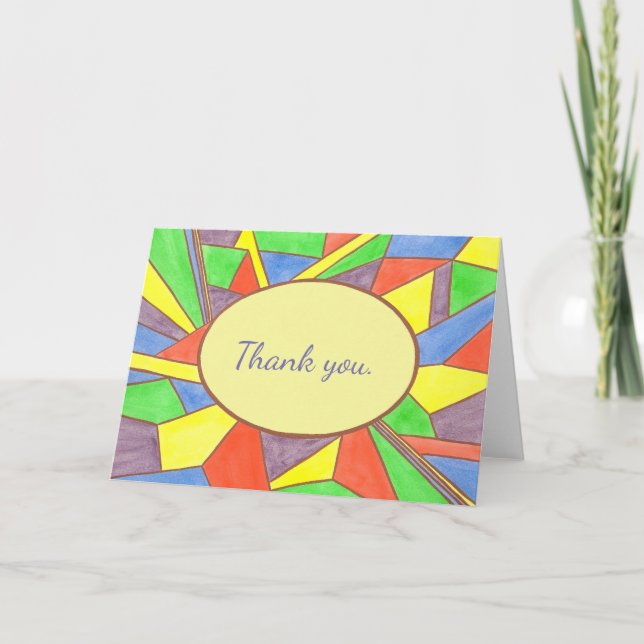 Watercolor Stained Glass Look Thank you Cards (Front)