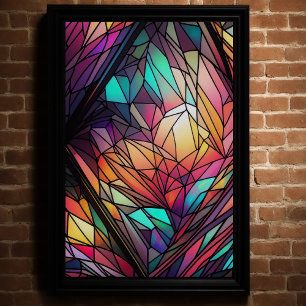 Watercolor Stained Glass Style Abstract Geometric Poster