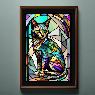 Watercolor Stained Glass Style Cat 2:3 Poster