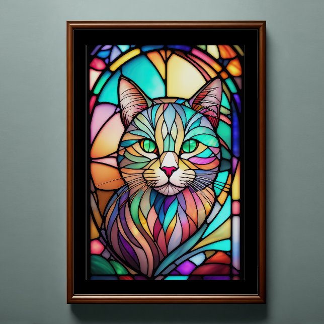Watercolor Stained Glass Style Cat 2:3 Poster (Creator Uploaded)