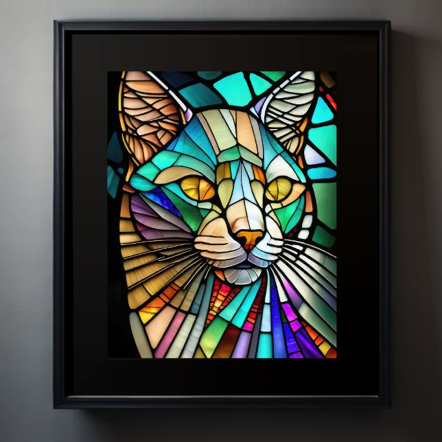 Watercolor Stained Glass Style Cat 5:4 Poster (Creator Uploaded)