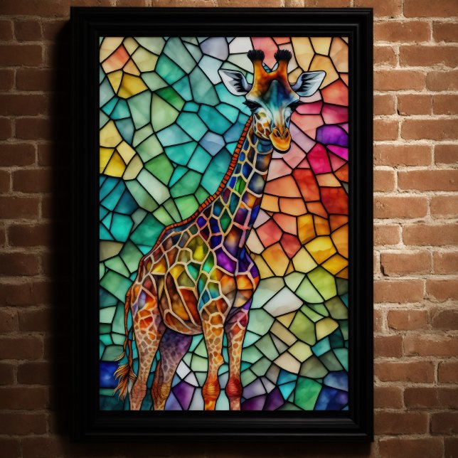 Watercolor Stained Glass Style Giraffe 2:3 Poster (Creator Uploaded)