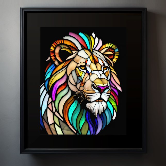 Watercolor Stained Glass Style Lion 5:4 Poster (Creator Uploaded)