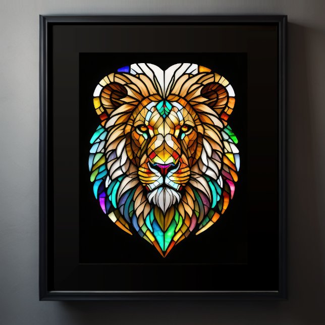 Watercolor Stained Glass Style Lion 5:4 Poster (Creator Uploaded)