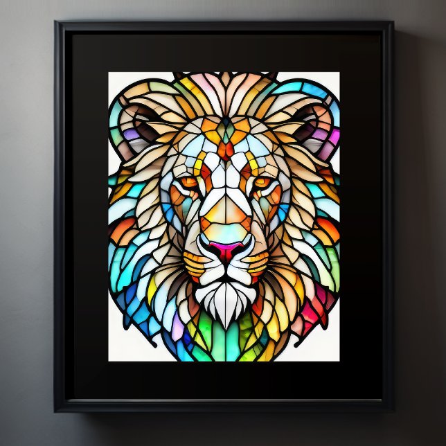 Watercolor Stained Glass Style Lion 5:4 Poster (Creator Uploaded)