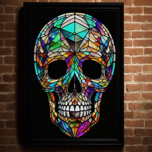 Watercolor Stained Glass Style Skull 2:3 Poster (Creator Uploaded)