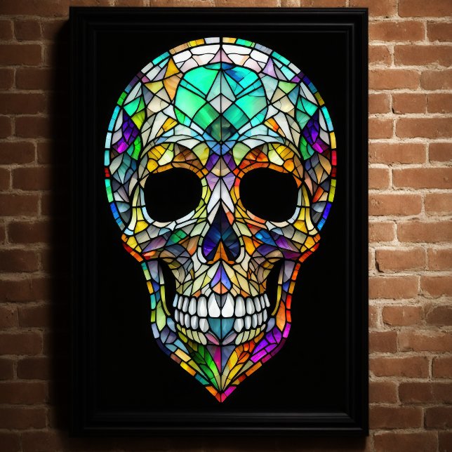 Watercolor Stained Glass Style Skull 2:3 Poster (Creator Uploaded)