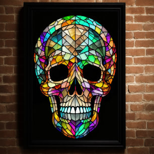 Watercolor Stained Glass Style Skull 2:3 Poster