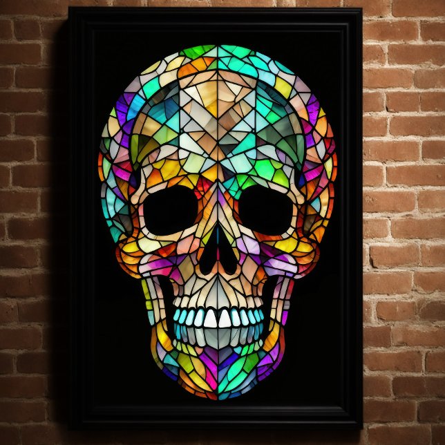 Watercolor Stained Glass Style Skull 2:3 Poster (Creator Uploaded)