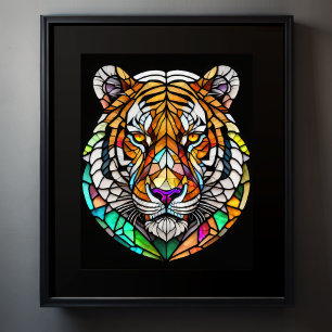 Watercolor Stained Glass Style Tiger 5:4 Poster