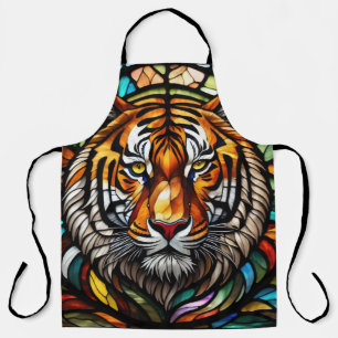 Watercolor Stained Glass Style Tiger Apron