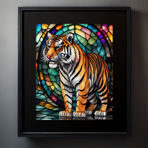 Watercolor Stained Glass Tiger 4:5 Poster