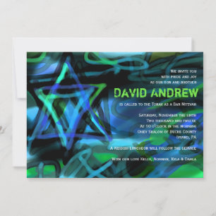 WATERCOLOR STAR Bar Bat Mitzvah for Sarah Invitation