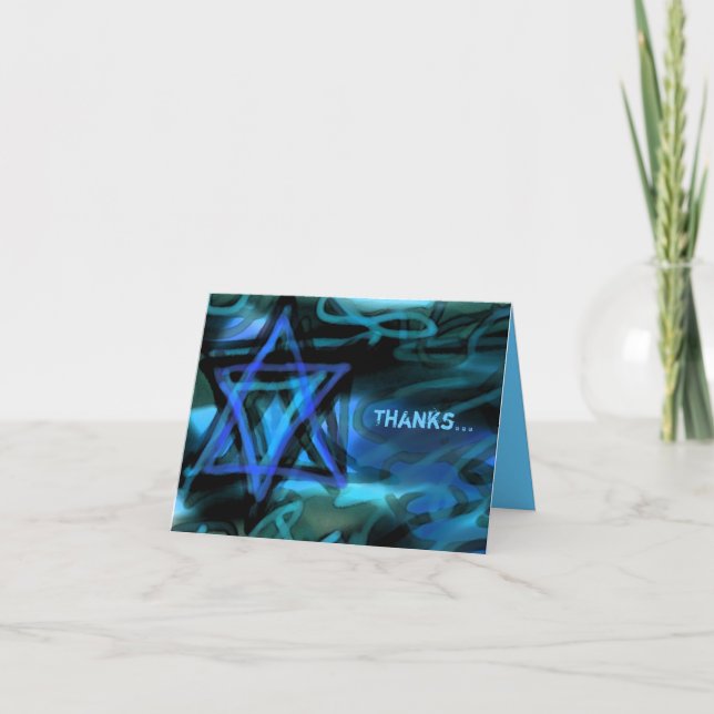 WATERCOLOR STAR Bar Bat Thank You Card (Front)