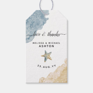 Watercolor Starfish Beach Coastal Wedding Favour Gift Tags