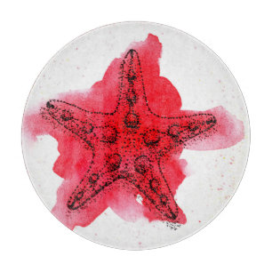 Watercolor Starfish Cutting Board