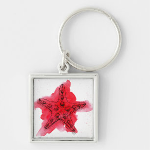 Watercolor Starfish Key Ring