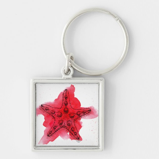 Watercolor Starfish Key Ring (Front)
